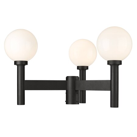 Z-Lite Laurent Outdoor Post Mount Fixture, 3-Light, 30 In.W x 18 In.H, Black/Opal 597MP3-BK